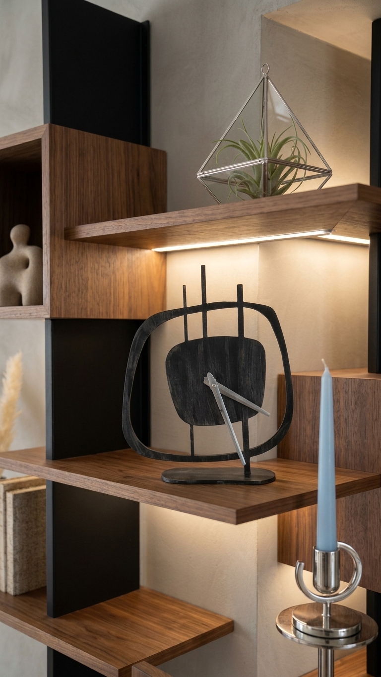 Asymmetrical Table Clock – Dirty Silver