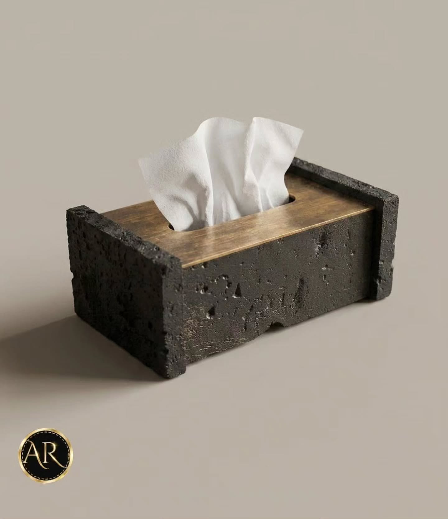 Black × Dirty Gold Tissue box